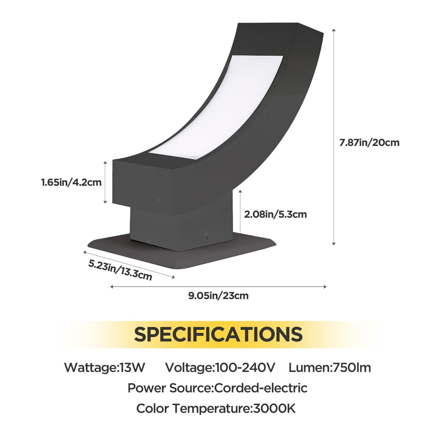 Lustrlach Modern Outdoor Wall Light LED Exterior Light Fixture Waterproof Porch Light Wall Mount Sconce 600LM 7.5W for House Garage Patio Garden Front