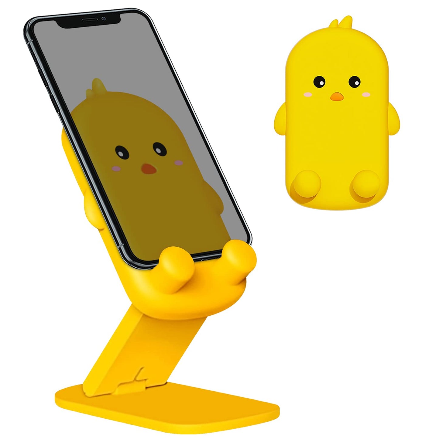 Anpdasi Cute Cell Phone Stand Foldable Adjustable Animal Phone Holder for Desk Silicone Protection Compatible with iPhone 16 15 14 13 12 Pro Max iPad