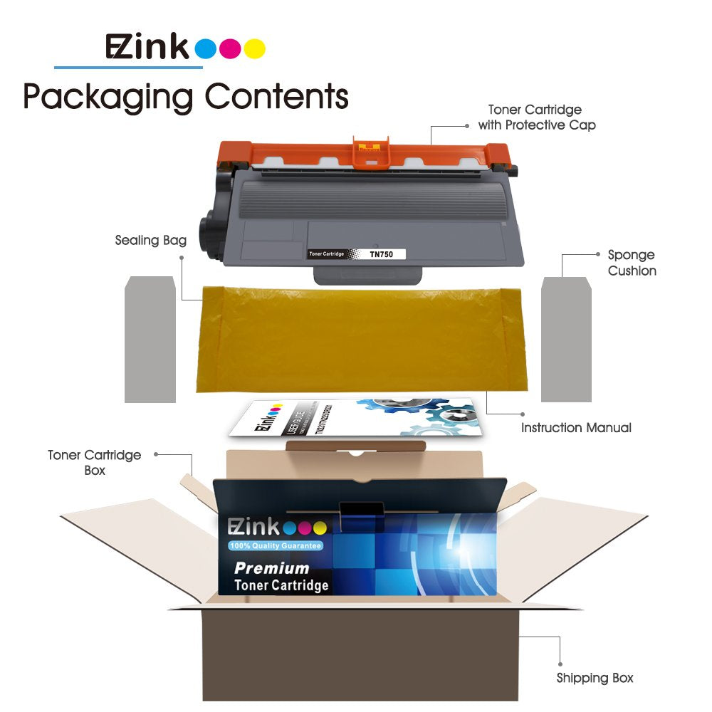 E-Z Ink (TM Compatible Toner Cartridge Replacement for Brother TN750 (4 Black) for DCP-8110DN, DCP-8150DN, DCP-8155DN, HL-5450DN, HL-5470DW