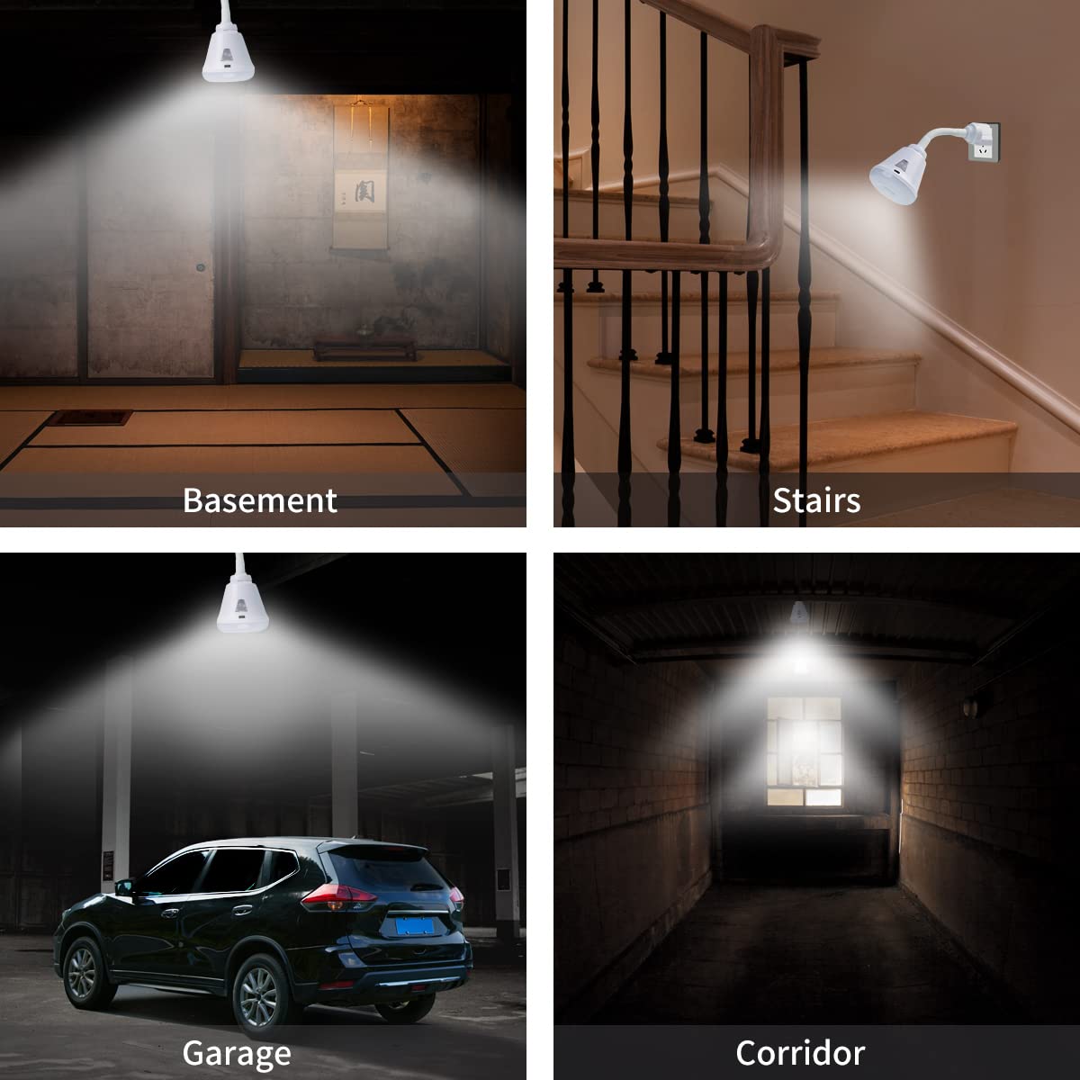Plug-in Motion Sensor Night Light, LED Infrared Sensor 6W Light, AC 85-265V PIR Motion Detector Bulb (Warm Light, US Plug)