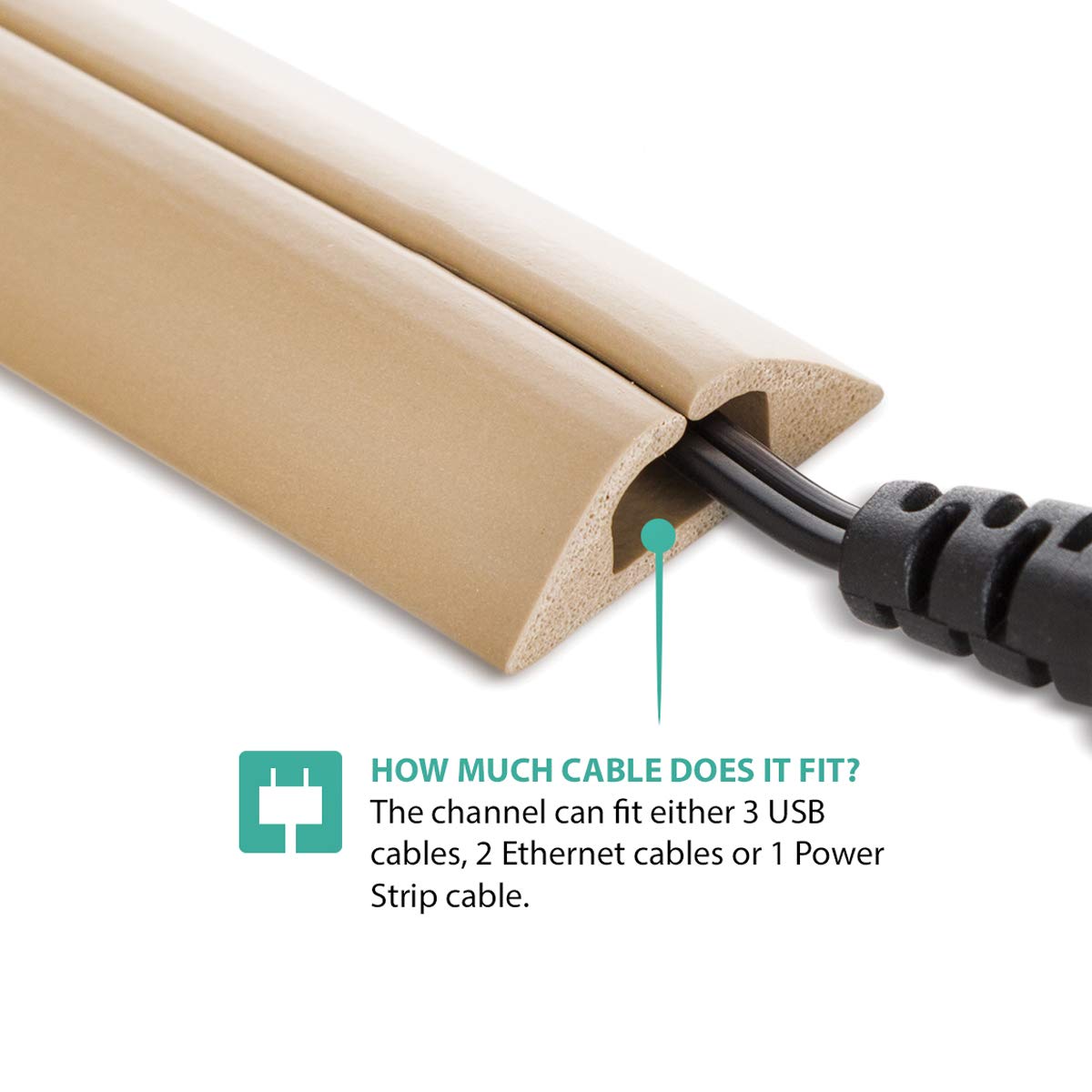 5 FT Compact Single Channel Cord Cover Cable Protector for Floor, Beige