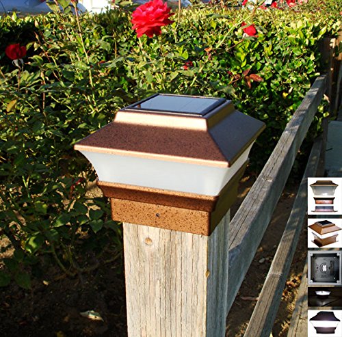 Solar Powered Post Cap Lights 4x4 inch, Set of 2, New Upgraded Brighter SMD LED Bulbs