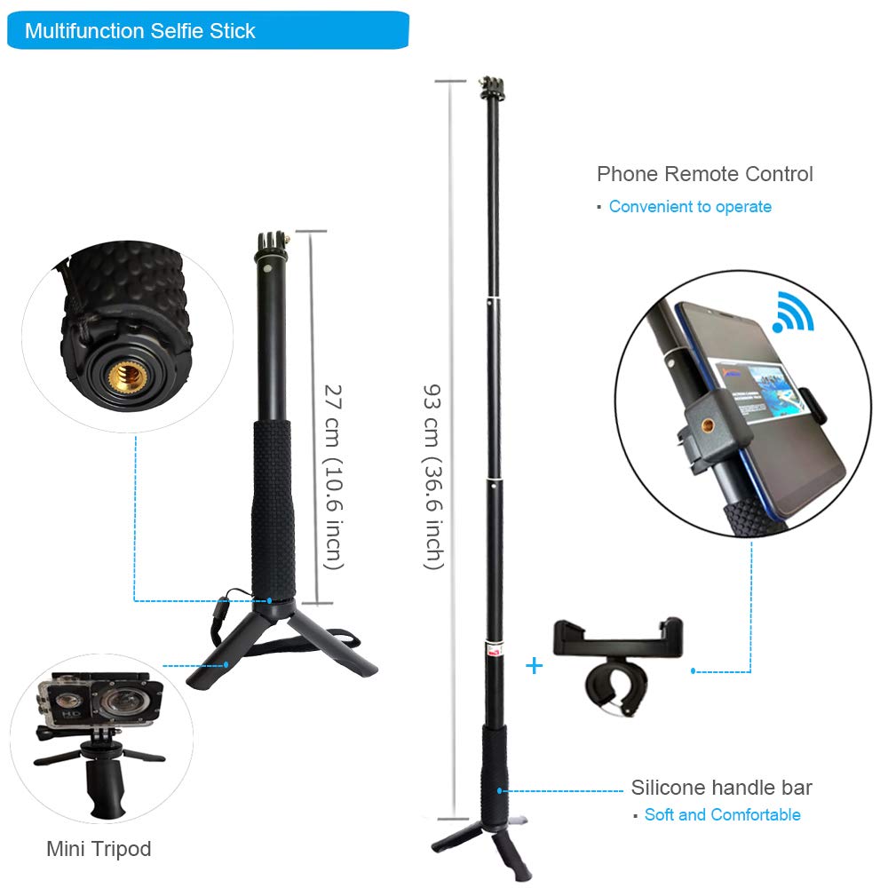 Husiway Action Camera Accessories Kit for Gopro Hero 8 Black Waterproof Housing Silicone Case Glass Screen Protector are Compatible with Gopro8 Hero8
