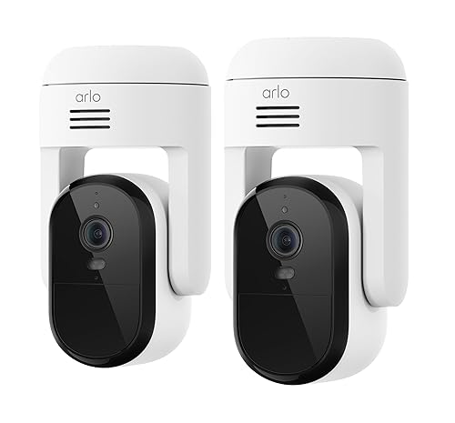 Arlo Essential Pan Tilt Security Camera 2K - Wired Plug-in Power Outdoor Camera, Person Recognition, Package Detection, Animated Preview, 1-Month