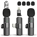 TUTGLOBAL New Mini Wireless Microphone for iPhone iPad Android,Lavalier Microphone for Video Recording,2 Pack iPhone Mic Crystal Clear Recording with