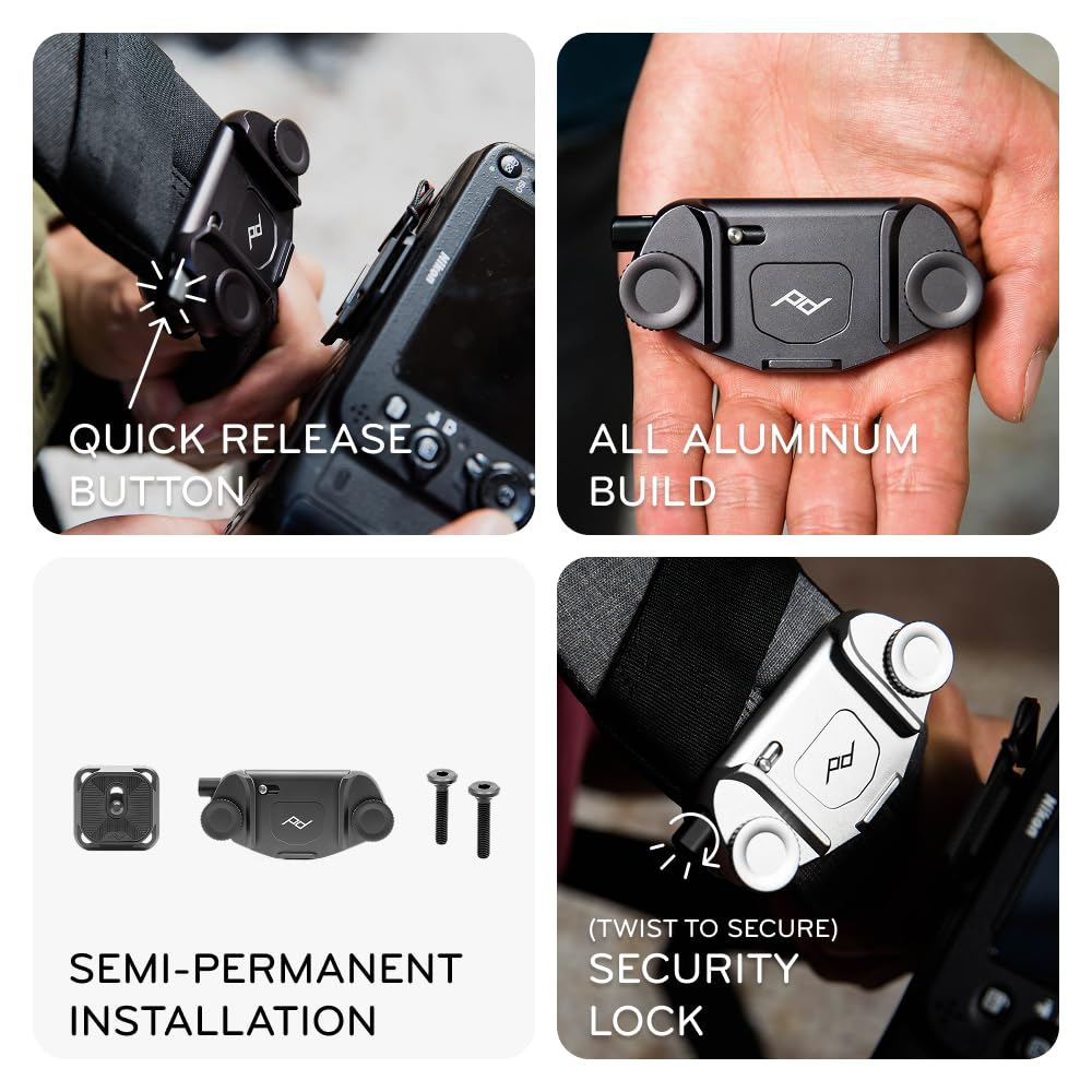 Peak Design Capture Camera Clip V3, Eclipse with Plate, Holds DSLR, Compact and Point and Shoot Bodies, Secure, Stable and Accessible, Attaches