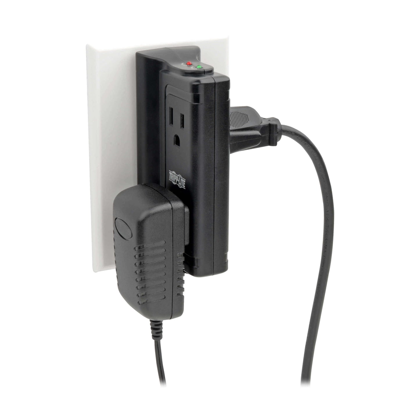 Tripp Lite 4 Side Mounted Outlet Surge Protector Power Strip, Direct Plug In, Black, Lifetime Manufacturer's Guarantee & $25,000 INSURANCE (TLP4BK)