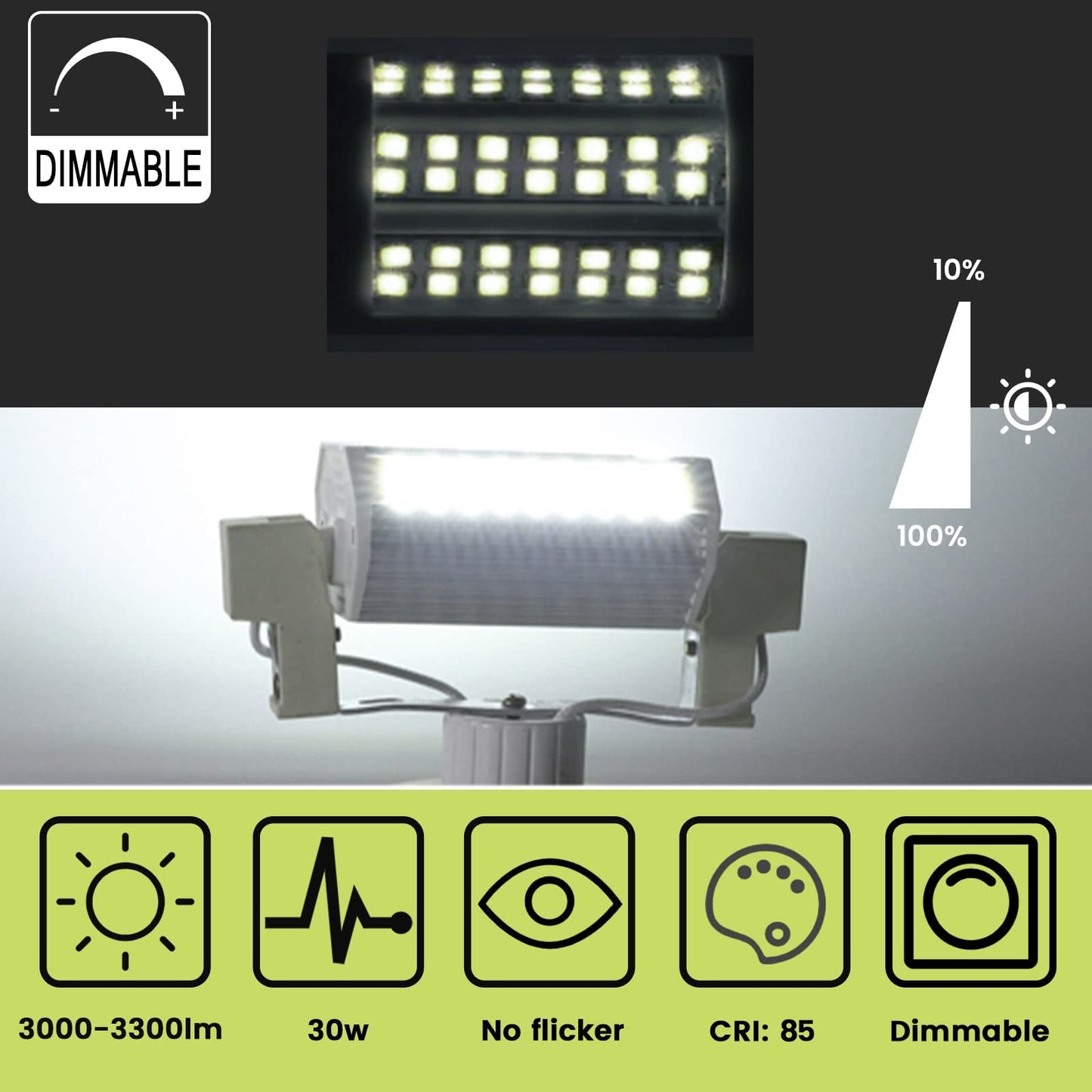Luxvista R7S LED Bulb 118mm Dimmable, 30W 120V 118mm J-Type Double Ended Light Bulbs, 300W J118 Halogen T3 Replacement for Ceiling Light Floor Lamp