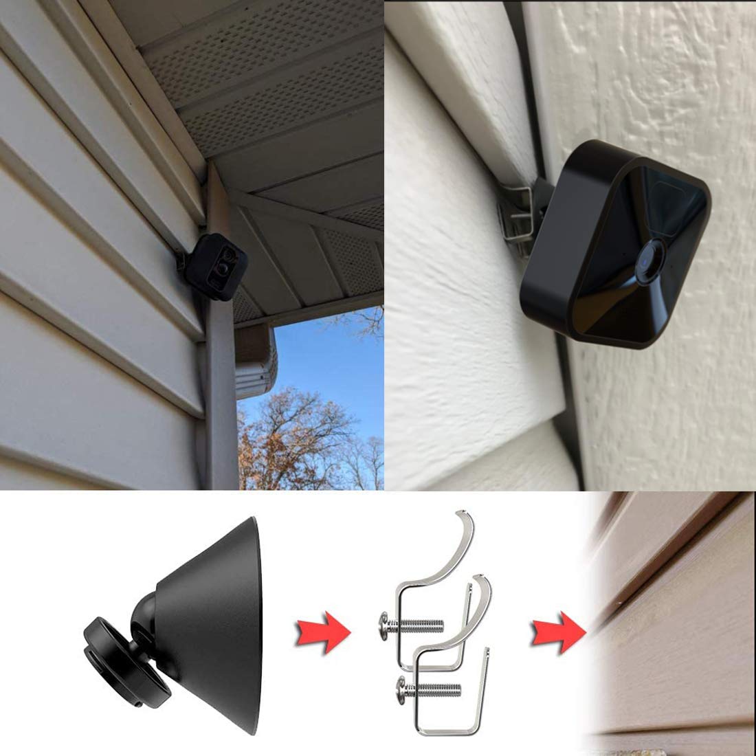Hibezos 12 Pack Vinyl Siding Clip Hooks for All-New Outdoor Camera, No-Hole Needed Outdoor Siding Hanger Mounting for Home Security Camera, Vinyl