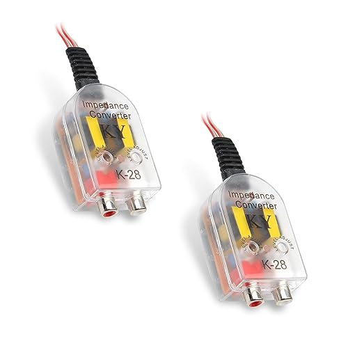 XIZAKEE 2 PCS Car Audio RCA Converter, Automobile Line Output Subwoofer, Speaker to RCA High Low Level Converter, Universal for Most Cars, Trucks