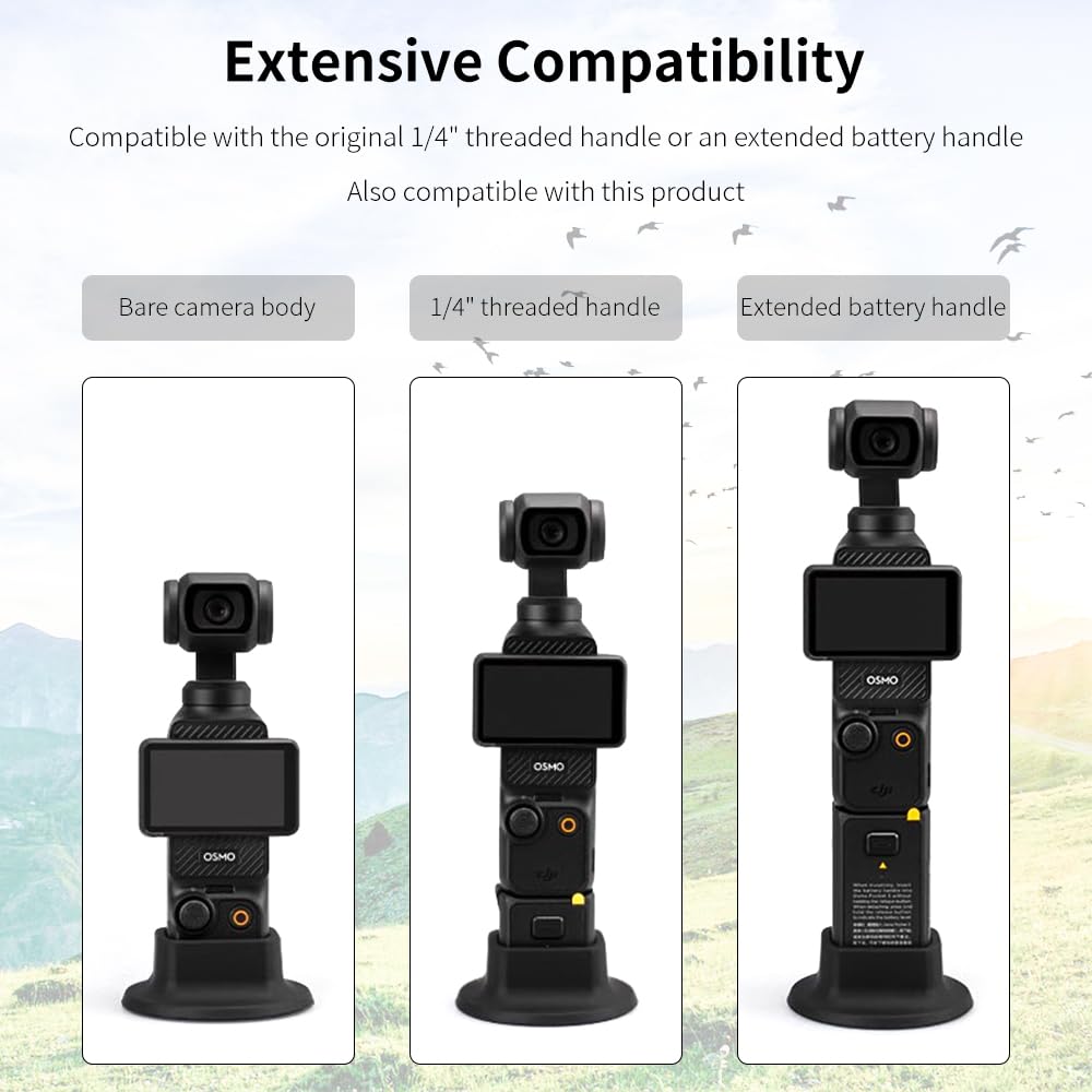 Black Silicone Non-Slip Desktop Mount Compatible for DJI Osmo Pocket 3, Silicone Base Gimbal Adapter Stabilizer with a Portable Charging Opening