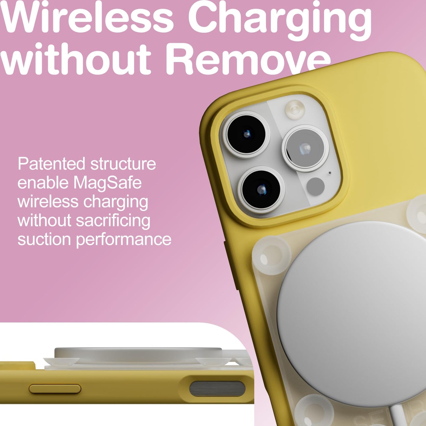 SEMBO Silicone Suction Phone Case Mount, Adhesive Sticky Phone Grip with Built-in Magnet for MagSafe Accessories - Hands-Free Mirror Shower Phone