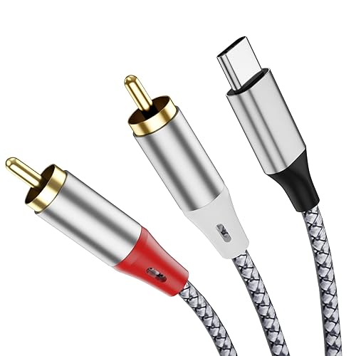 Liaoan Weiyu USB C to 2 RCA Stereo Adapter Cable, TYP-C to 2 RCA Audio Cable, Suitable for TVs, Computers, Mobile Phones, MP3 Players, Speakers, car