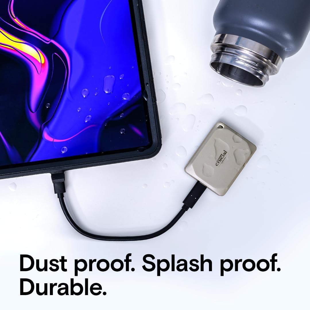 Crucial X9 Pro for Mac 1TB Portable SSD, Up to 1050MB/s Read/Write, 3.2 USB-C, External Solid State Drive, Optimized for Apple Devices