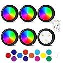 Puck Lights, 13 Colors Changeable LED Puck lightings Battery Powered Dimmable Under Cabinet Lights, Battery Powered Under Counter Lights with Wireless