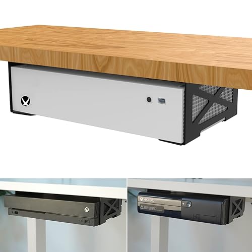 Monzlteck Universal Under Desk Metal Storage Mount for Xbox Series S/X, PS4 Slim/Pro, Compatible with CPU, UPS, Small Form Factor Desktop Tower, Mini