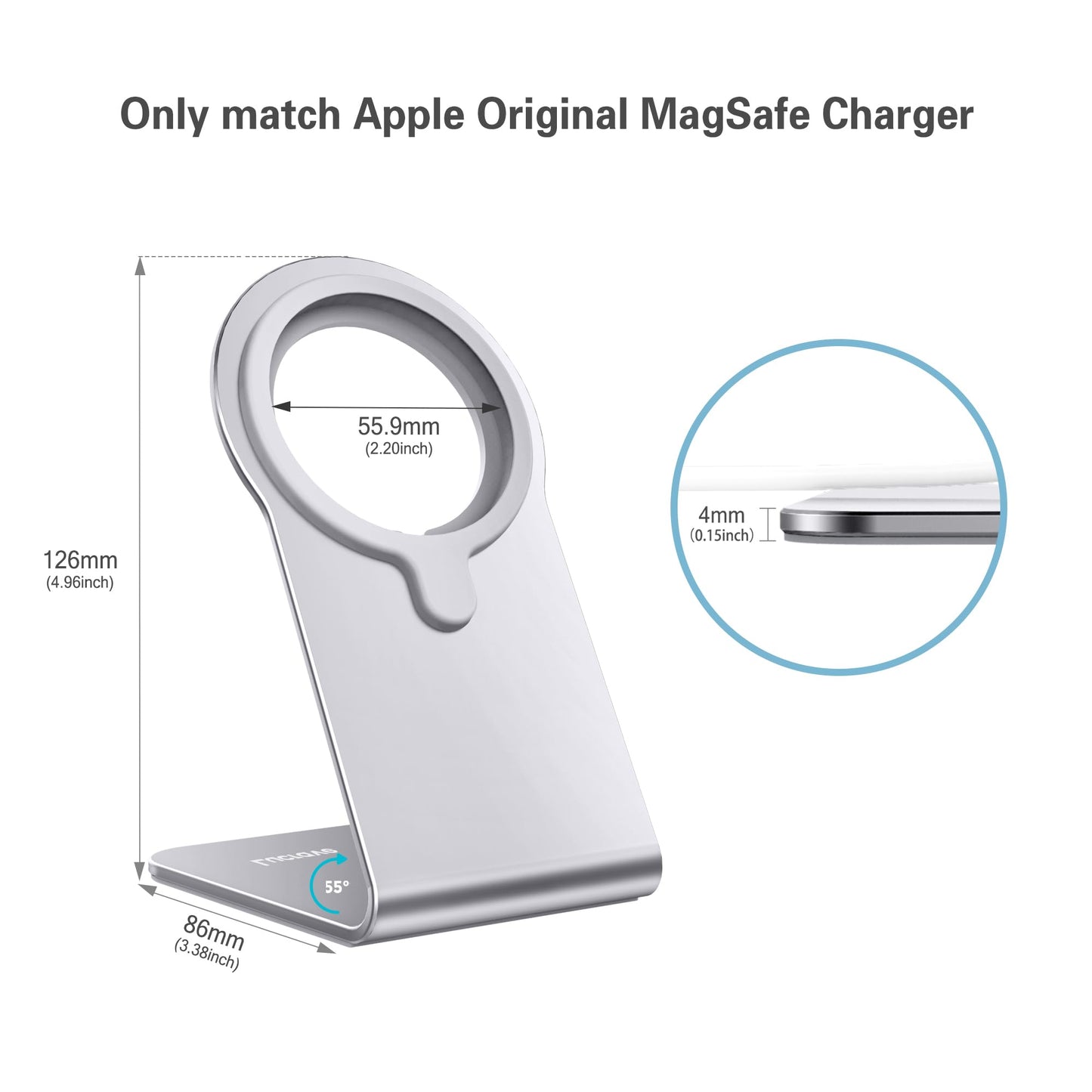 Stand for MagSafe Charger, CreaDream Aluminum Stand Holder for iPhone 16 15 14 13 12 Series, Magsafe Accessories Compatible with iPhone 16 15 14 13 12