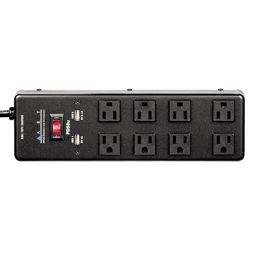 Art Pro Audio PDS8u 8-Outlet Power Strip with 2 USB Outlets & 20' Power Cord, 14AWG