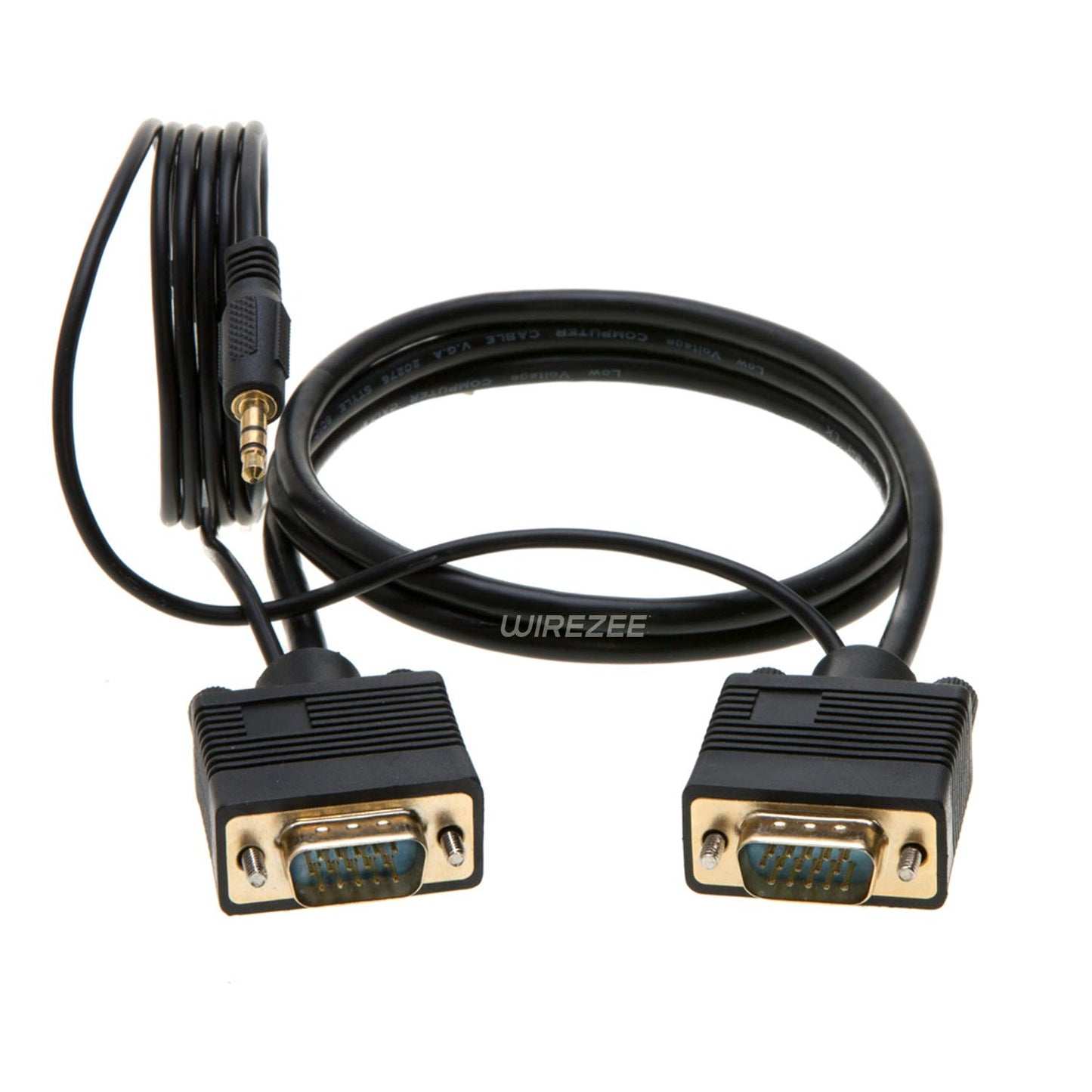 VGA Cable SVGA Super Video Cord Male 15 PIN with 3.5 Audio Monitor Wire (15FT)