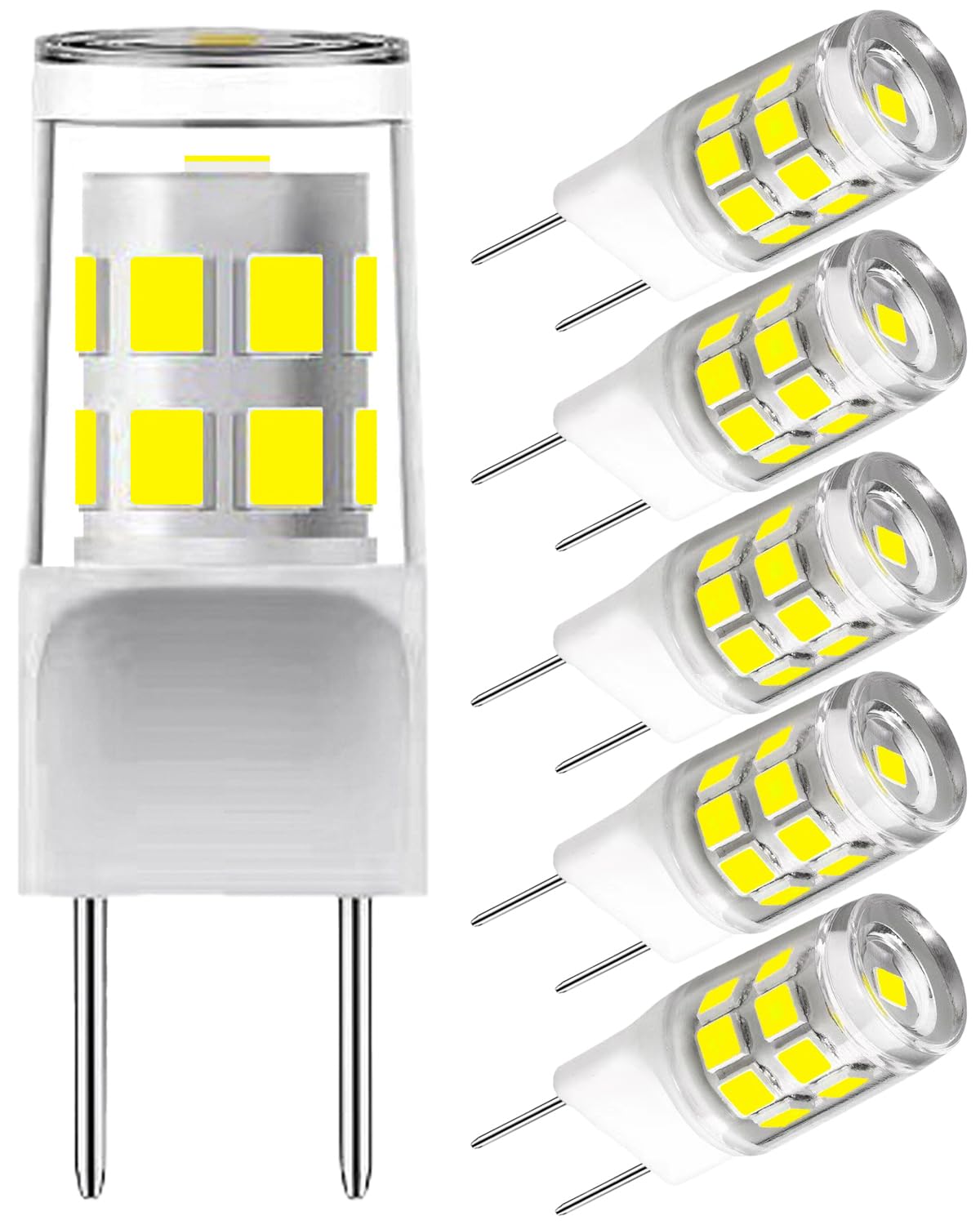 5Pack G8 Led Bulb,T4 3W Replacement 20-25W Halogen Bulb,6000K DaylightWhite