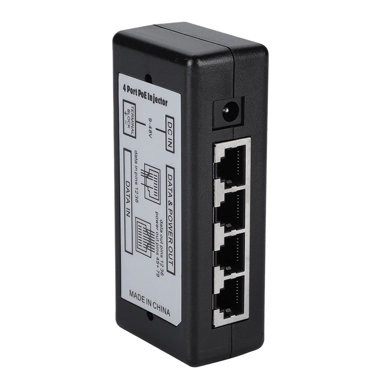 DC9V 48V 4 Port PoE Injector Adapter for IP Cameras | Safe Ethernet Power Supply Injector