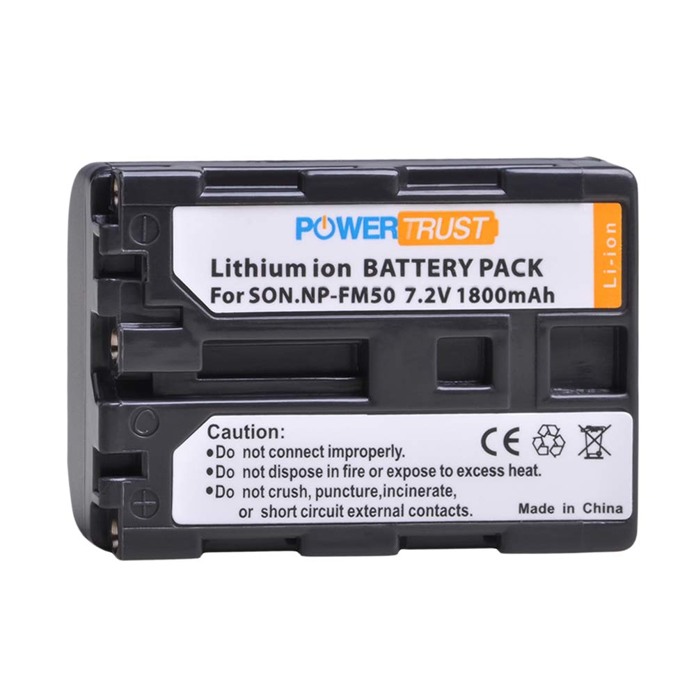 PowerTrust 2 Pack NP-FM50 Batteries and LCD USB Charger for Sony NP-FM51, NP-FM30,CCD-TRV126 CCD-TRV128 CCD-TRV138 and Sony M Type NP-FM50 Equivalent