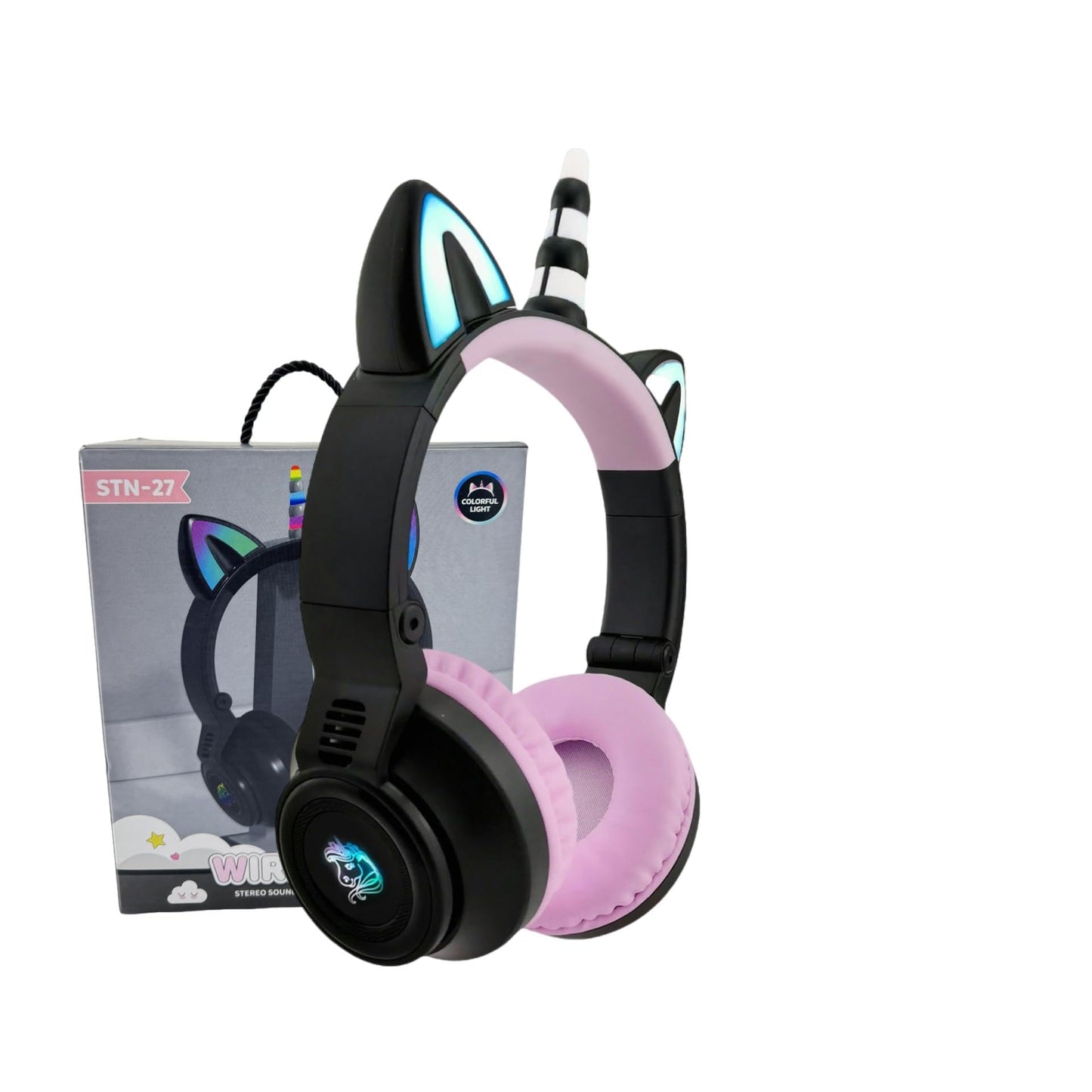 YUSONIC Unicorn Kids Headphones for Girls, Unicorn Bluetooth Headphones Foldable for Girls Toddlers Tablet/pad/Amazon fire,Light Up Kids Wireless…