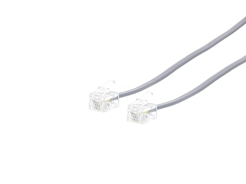 Networx® 7 Foot RJ11 Telephone Extension Cord - 6P4C Reverse Pinout - Silver Satin Landline Cable for Voice, Fax, DSL Modem