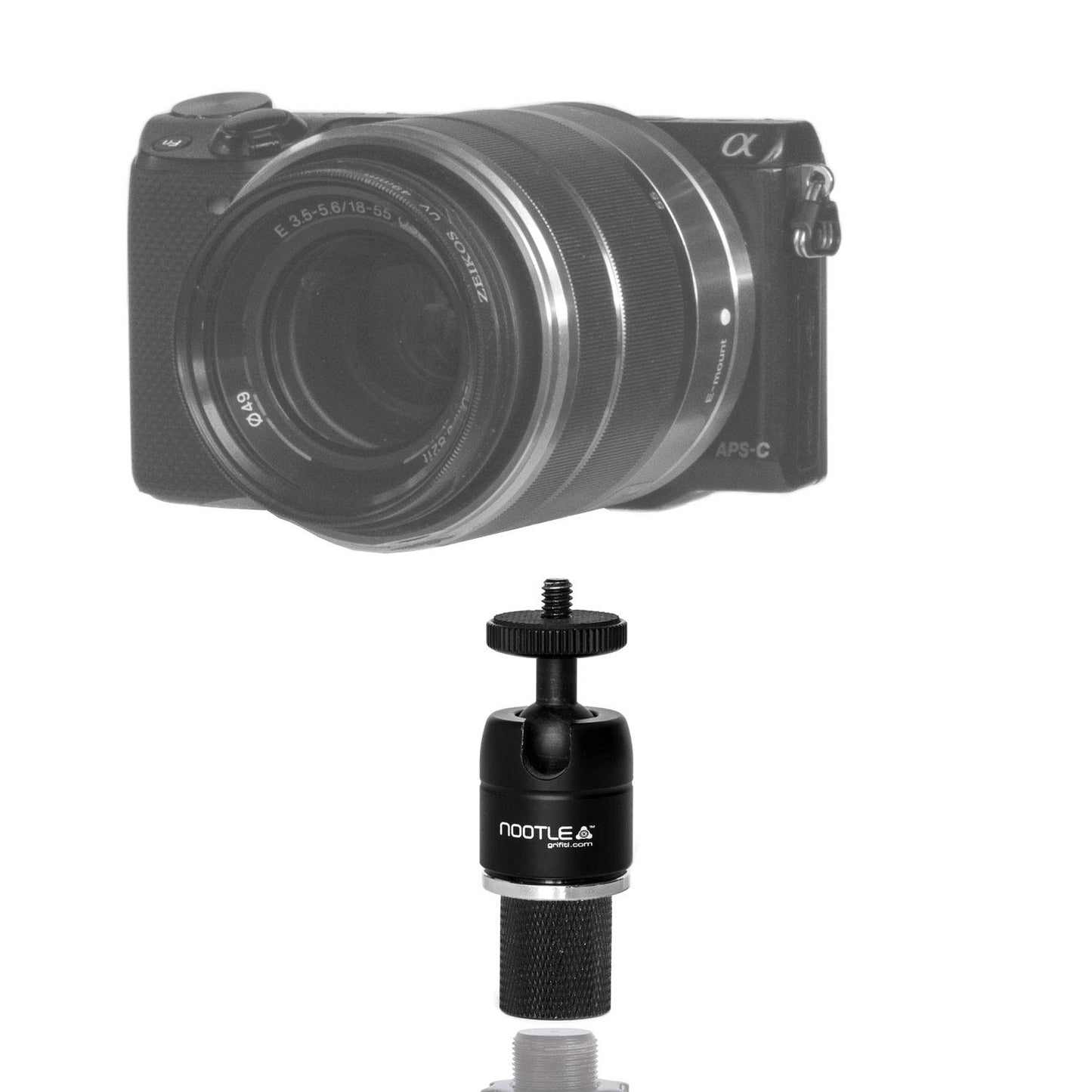 GRIFITI NOOTLE Music MIC Stand Adaptor 5/8” 27 Female to 1/4” 20 Male and MINI Ball Head for Cameras, Phone and Tablet MOUNTS