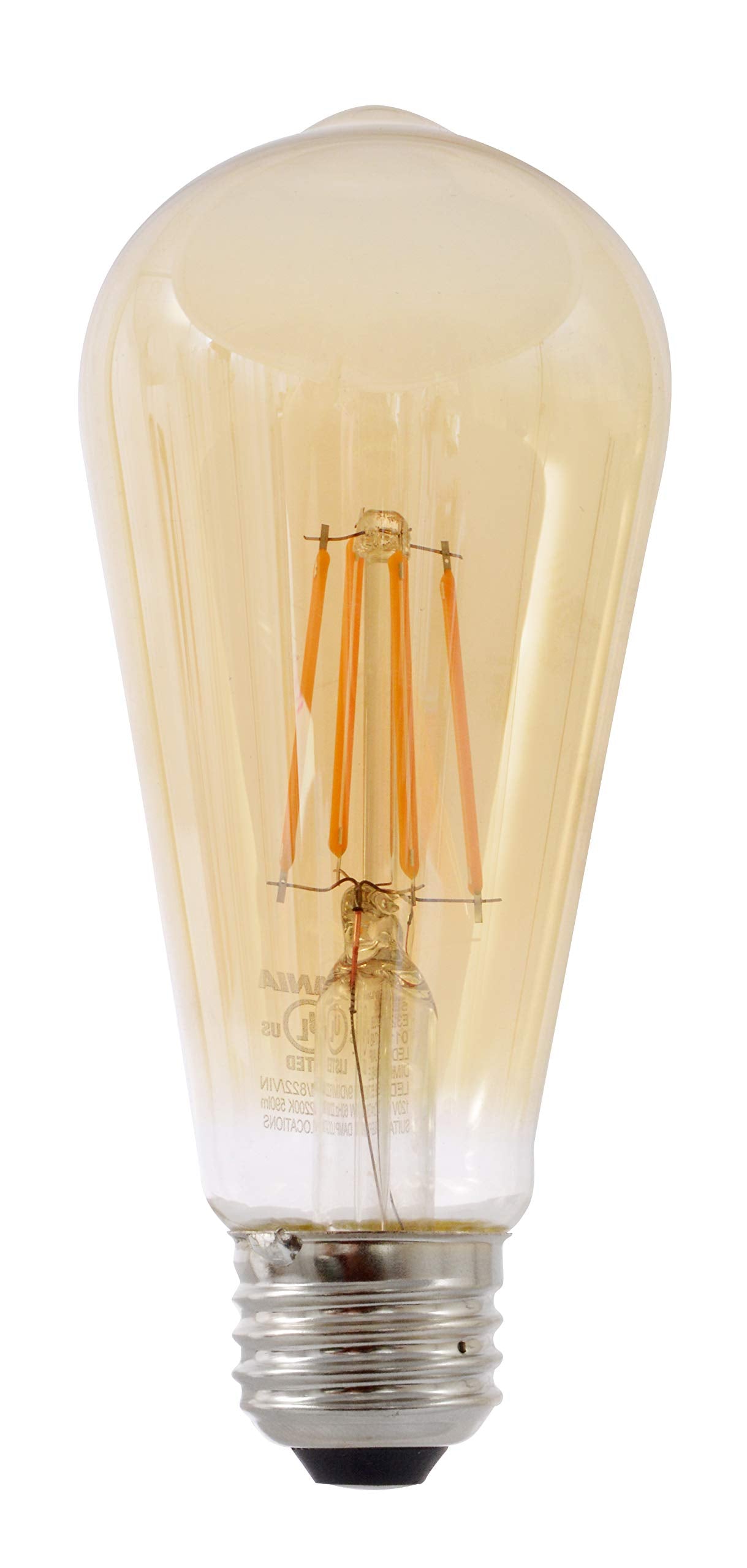 Sylvania LED Vintage ST19 60W Equivalent, Efficient 7W, E26 Medium Base, Dimmable 2175K Amber Glow Light Bulb - 1 Pack (75353)