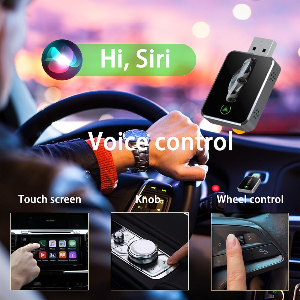 COCOING Wireless CarPlay Adapter for iPhone (2026 Upgraded) - Plug & Play USB-C/Type-C Adapter Converts Wired to Wireless CarPlay Android Auto