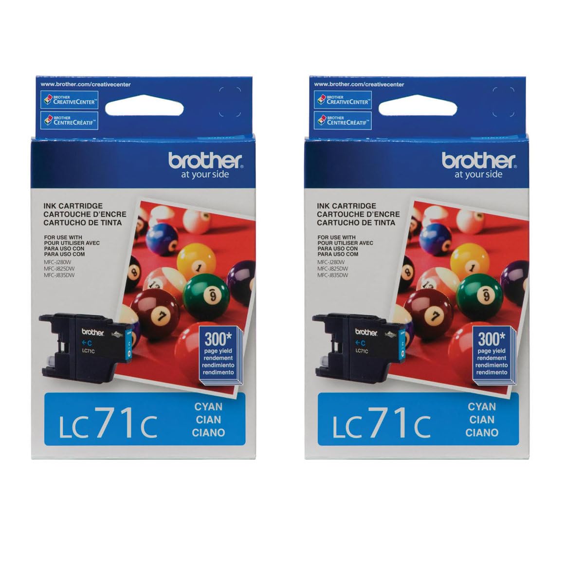 Brother 2 Pack LC71 Innobella Standard Yield Cyan Ink Cartridge, 300 pages Yield