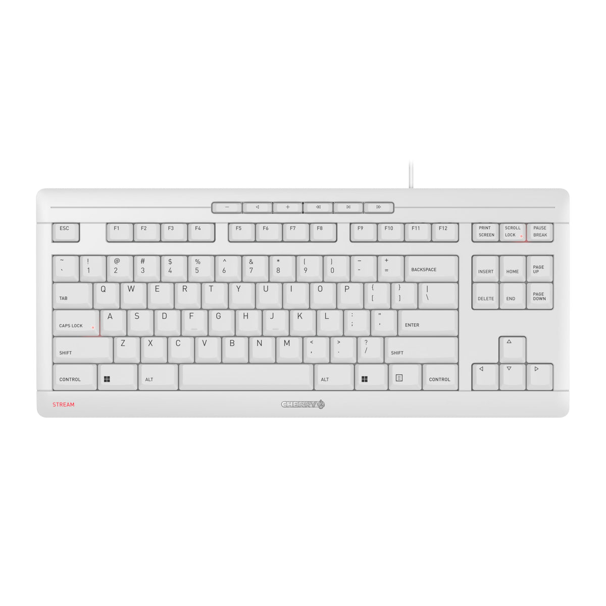 Cherry Stream Keyboard TKL, Wired Keyboard Without Number Pad, Whisper Quiet Keys, Unique Typing Feel, Slim Design, SX Scissor Switches, QWERTY