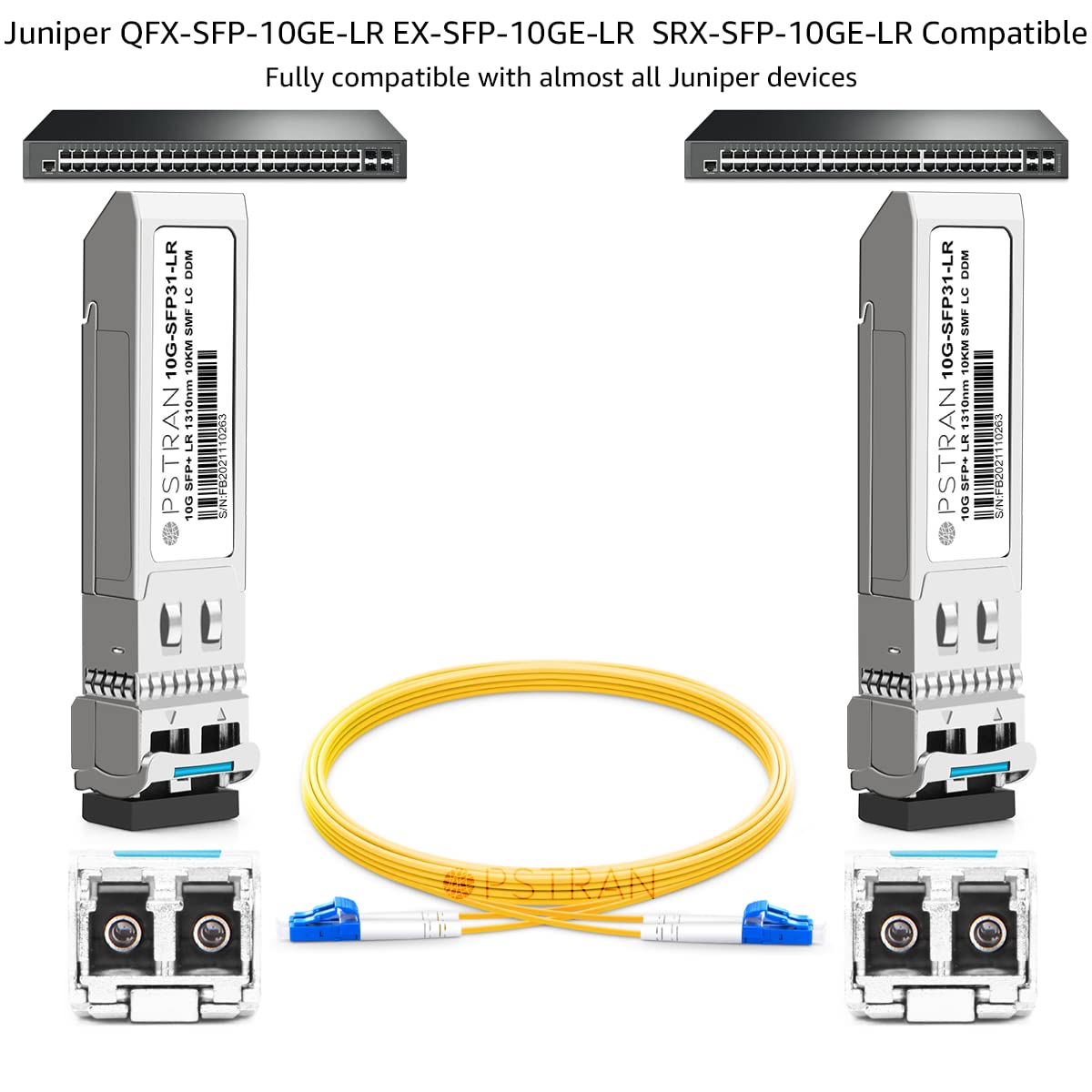 OPSTRAN 10GBASE-LR SFP+ Optical Transceiver Module Compatible with Juniper QFX-SFP-10GE-LR EX-SFP-10GE-LR SRX-SFP-10GE-LR 10G SFP+ LR 1310nm 10km DDM