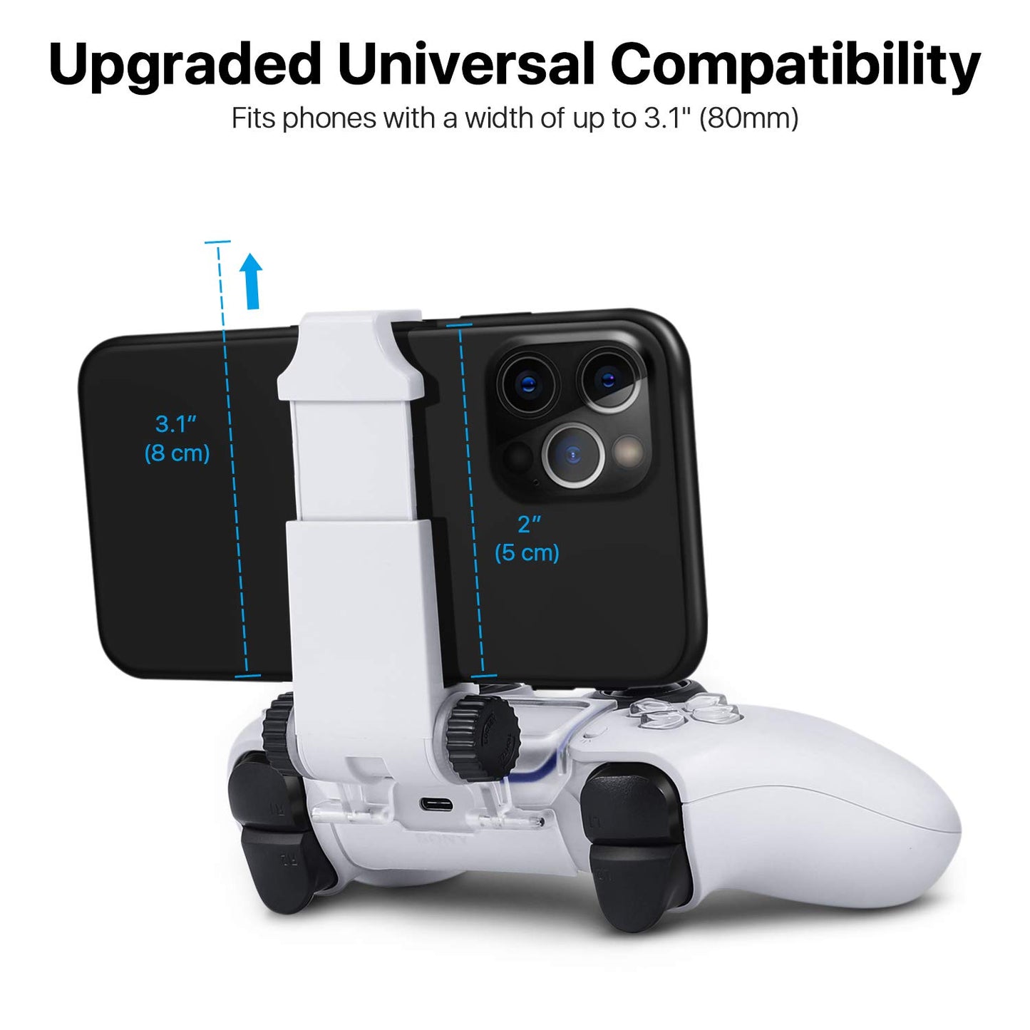 TNP PS5 Controller Phone Mount - Universal Phone Controller Mount for DualSense Controller - Adjustable Viewing Angle Mobile Gaming Clip for PS Remote