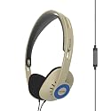 Koss KPH30iRB Retro Style On-Ear Headphones, in-Line Microphone and Touch Remote Control, D-Profile Design, Wired with 3.5mm Plug, Rhythm Beige