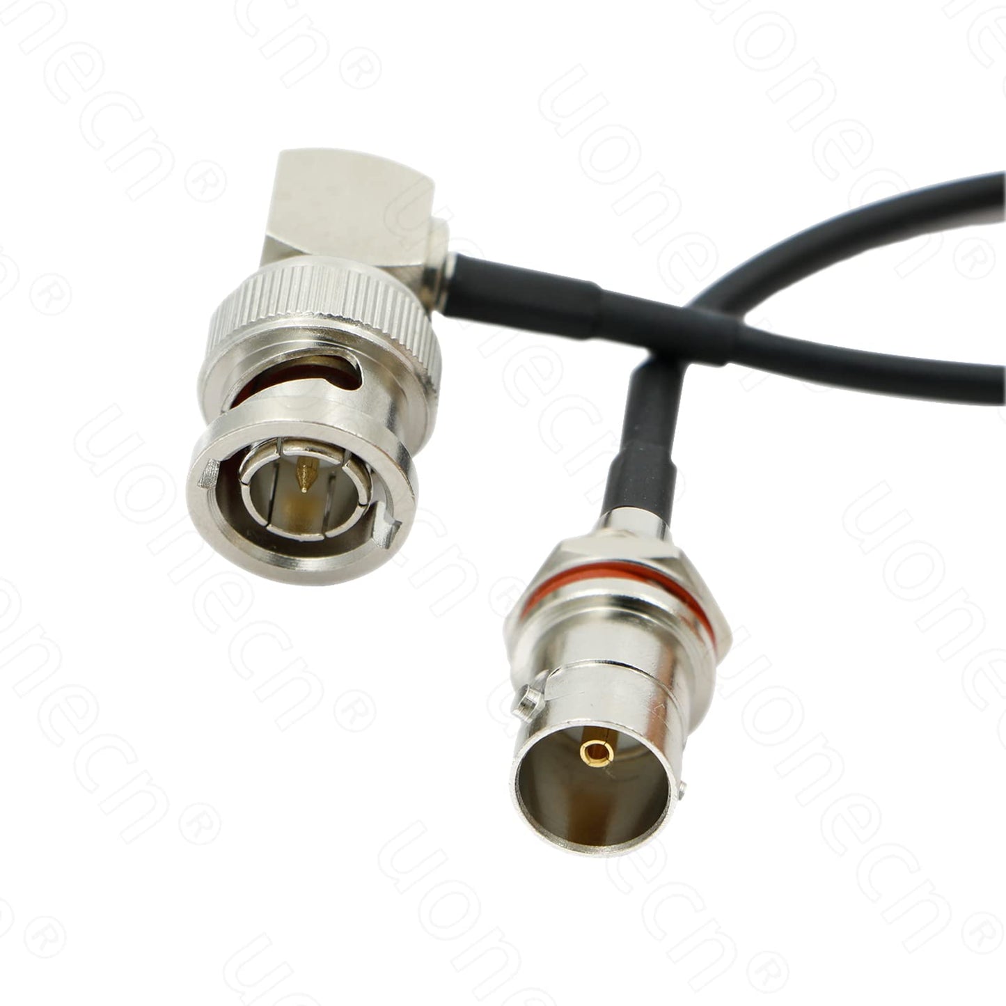 Uonecn BNC Female Straight to BNC Male Right Angle SDI Cable for Camera 50 ohm
