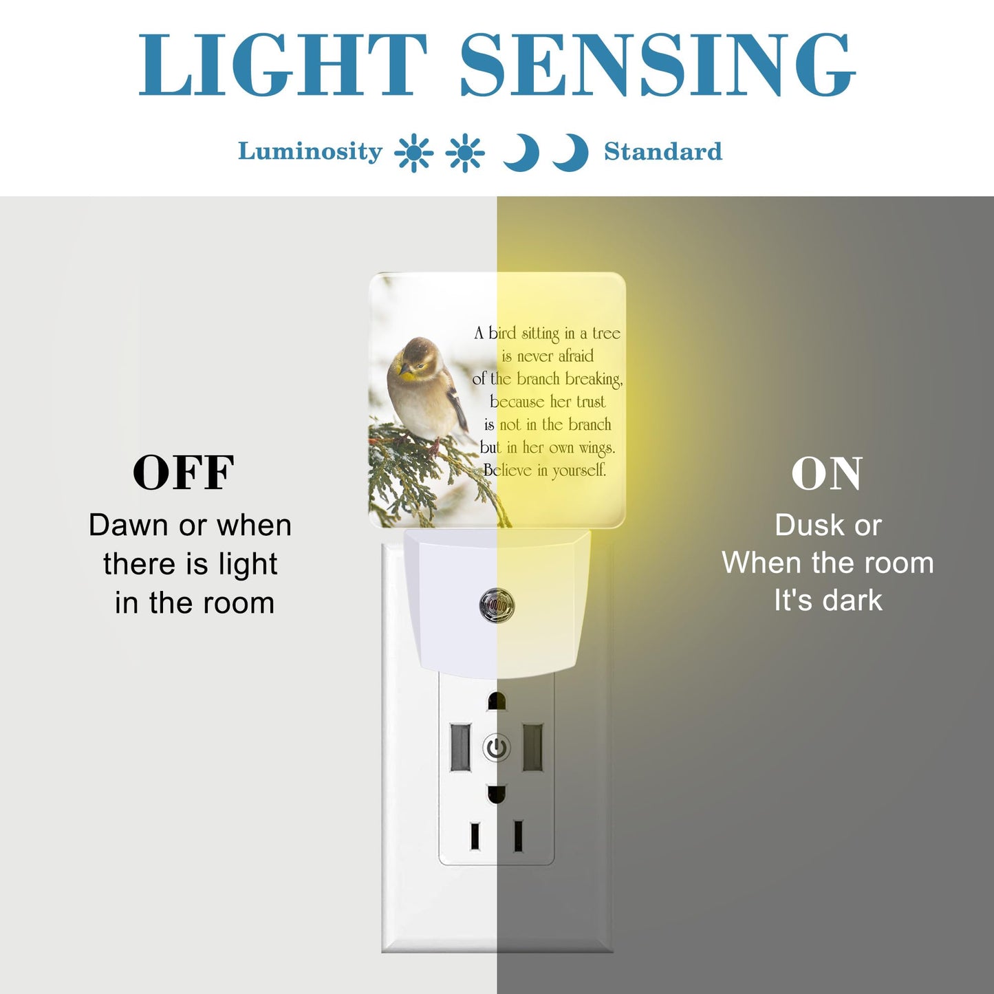 Uiaoiais Plug in Night Lights Inspirational Quote on Life Nightlight Plug Into Wall Dusk to Dawn Sensor LED Night Light for Kid Girls Boys Women Room