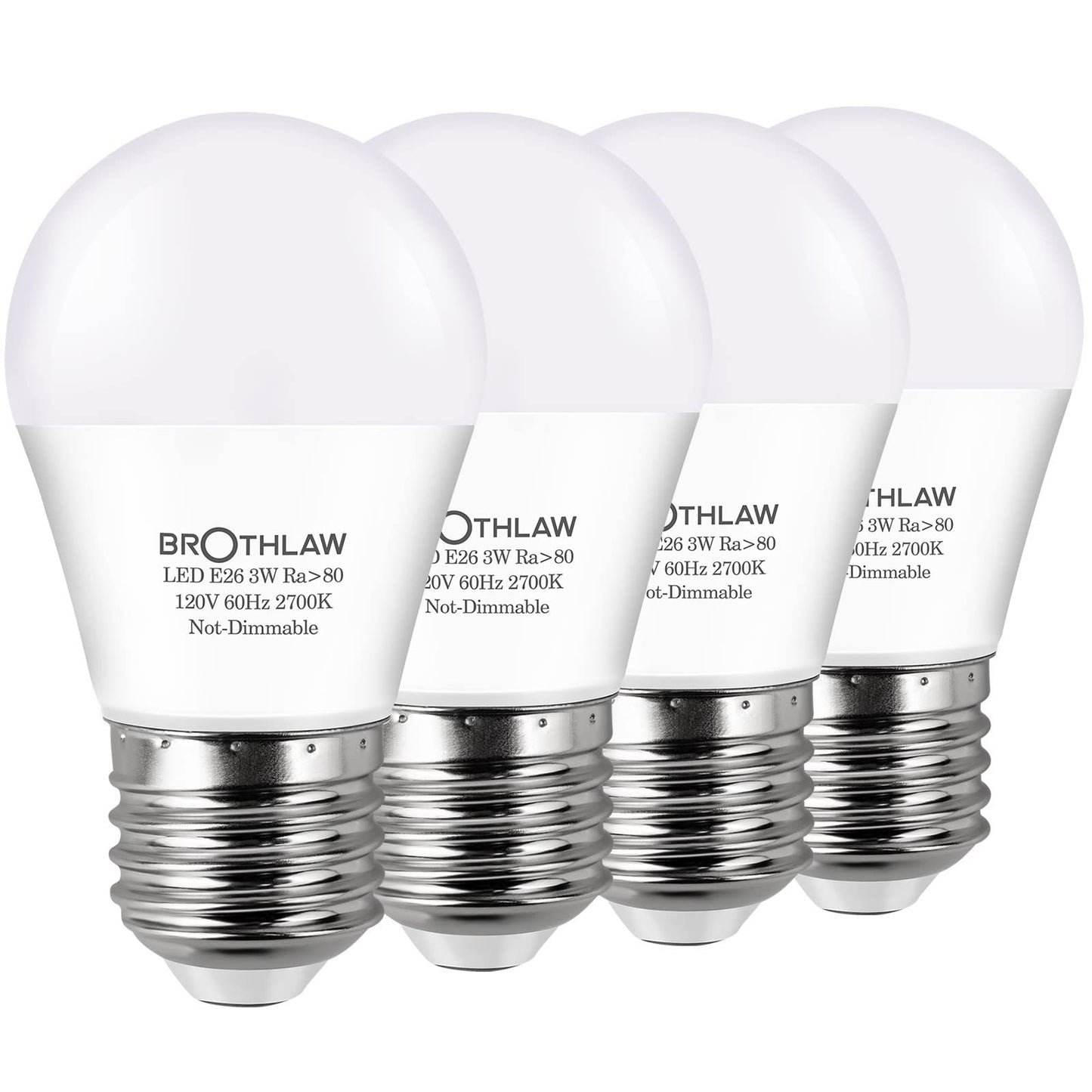 Brothlaw 25 Watt Equivalent Light Bulbs, A15 LED Light 3W E26 Base 2700K Warm White Low watt Light Bulbs,Nightstand Light Bulb, Table Lamp Bulb, 4