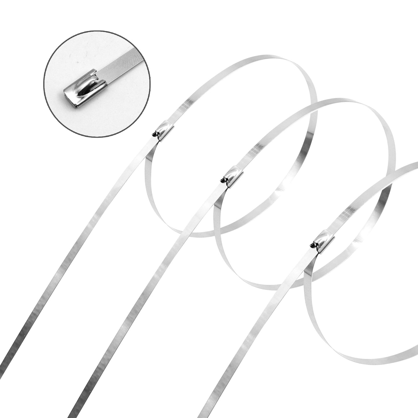 100 Pcs 20 Inch Metal Zip Ties Heavy Duty, Stainless Steel Cable Ties Metal Tie Wraps, 304 Stainless Steel Zip Ties with 200 Lbs Tensile Strength