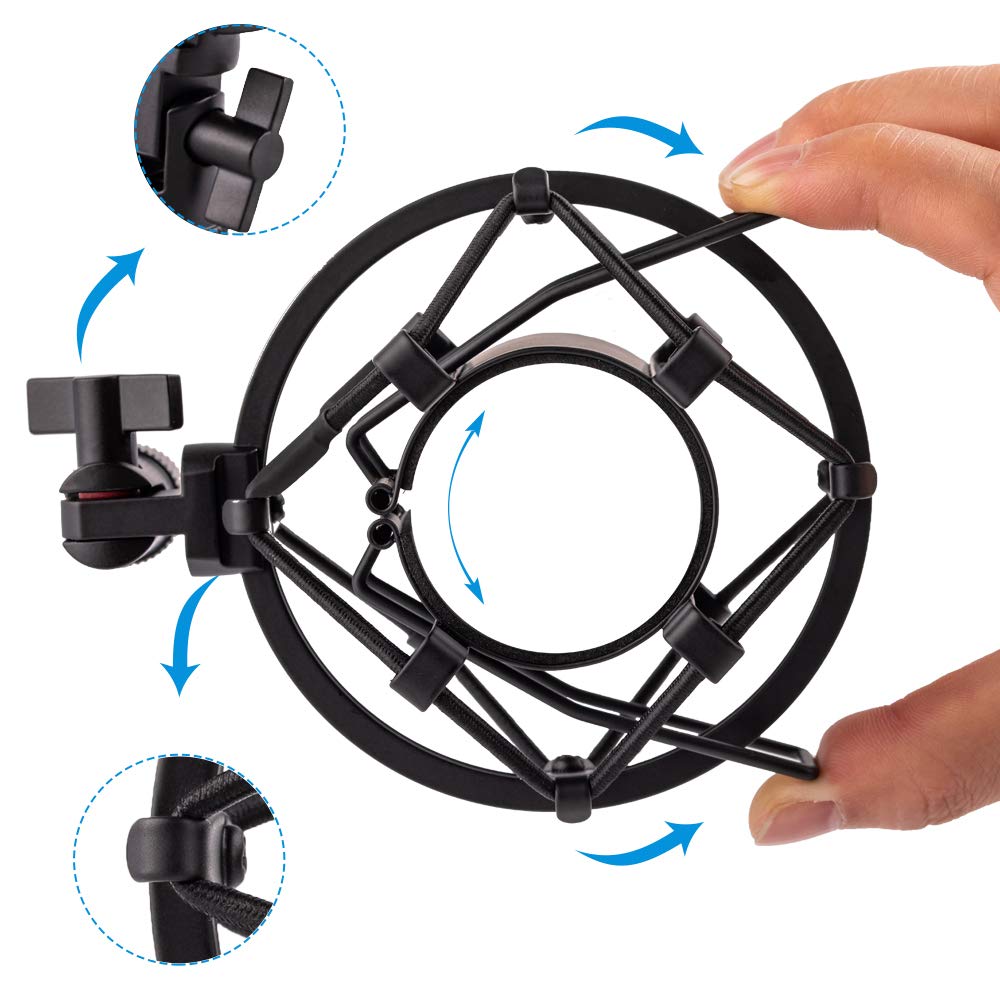 LYRCRO Microphone Shock Mount, Mic Anti-Vibration Suspension Shock Mount Holder Clip for 44mm-49mm Diameter Condenser Mic like MXL V67G V67i V69M V87