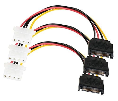 SATA to 4 Pin Power Cable Adapter 3 Pack SATA 15 Pin Male to Molex LP4 Female Power Cable 7-inch