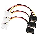SATA to 4 Pin Power Cable Adapter 3 Pack SATA 15 Pin Male to Molex LP4 Female Power Cable 7-inch