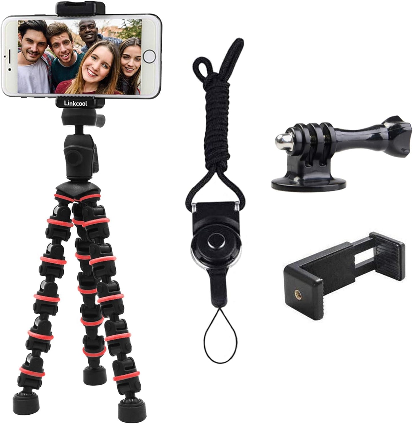 Linkcool Octopus Tripod with Wireless Remote Holder Mount for iPhone, iPad, DSLR, GoPro & Action Cameras, Portable Travel Tabletop Stand