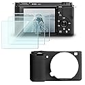 HUADU Screen Protector Compatible for Sony Alpha ZV E10 Vlog Camera,Tempered Glass Film Anti Scratch High Definition and Soft Silicone Case for ZVE10