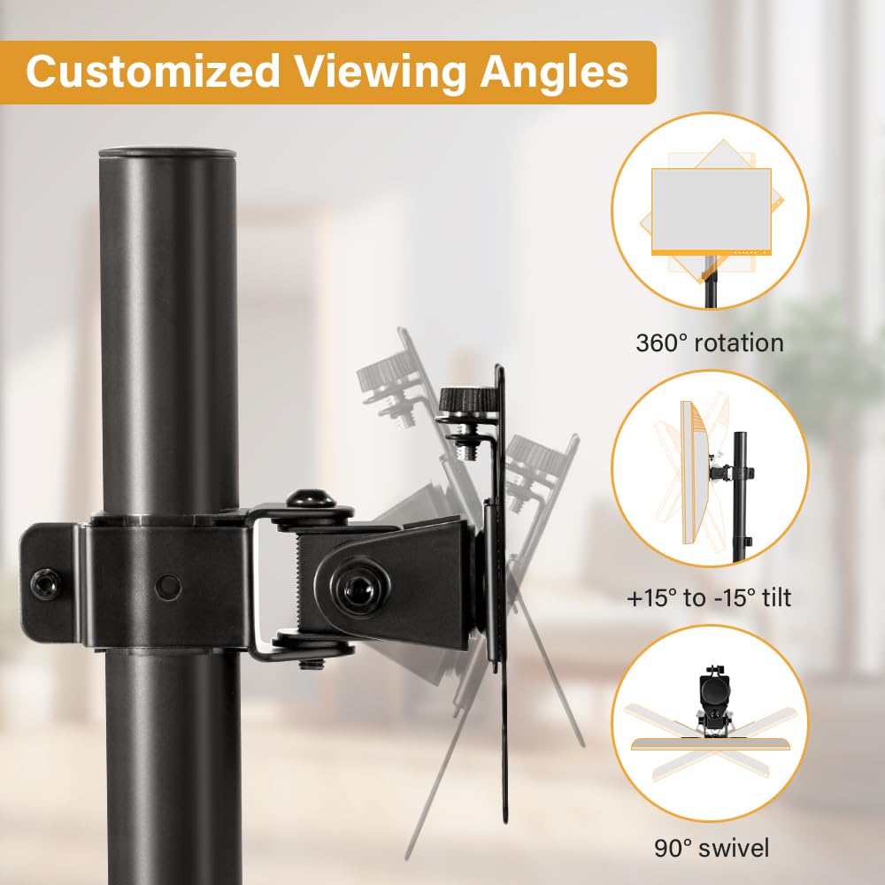 WKWKER Universal TV Stand Table Top fits 13-32inch 360° Swivel Height Adjustable TV Stand with Mount Base with Tempered Glass Base