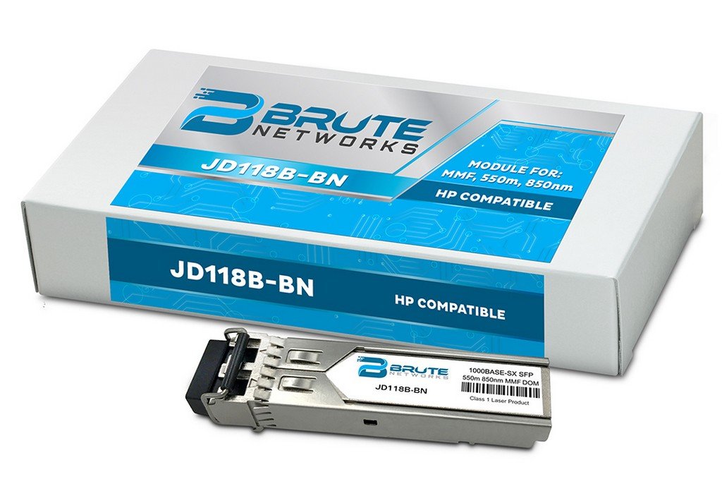Brute Networks JD118B-BN - 1000BASE-SX 550m MMF 850nm SFP Transceiver (Compatible with OEM PN# JD118B)