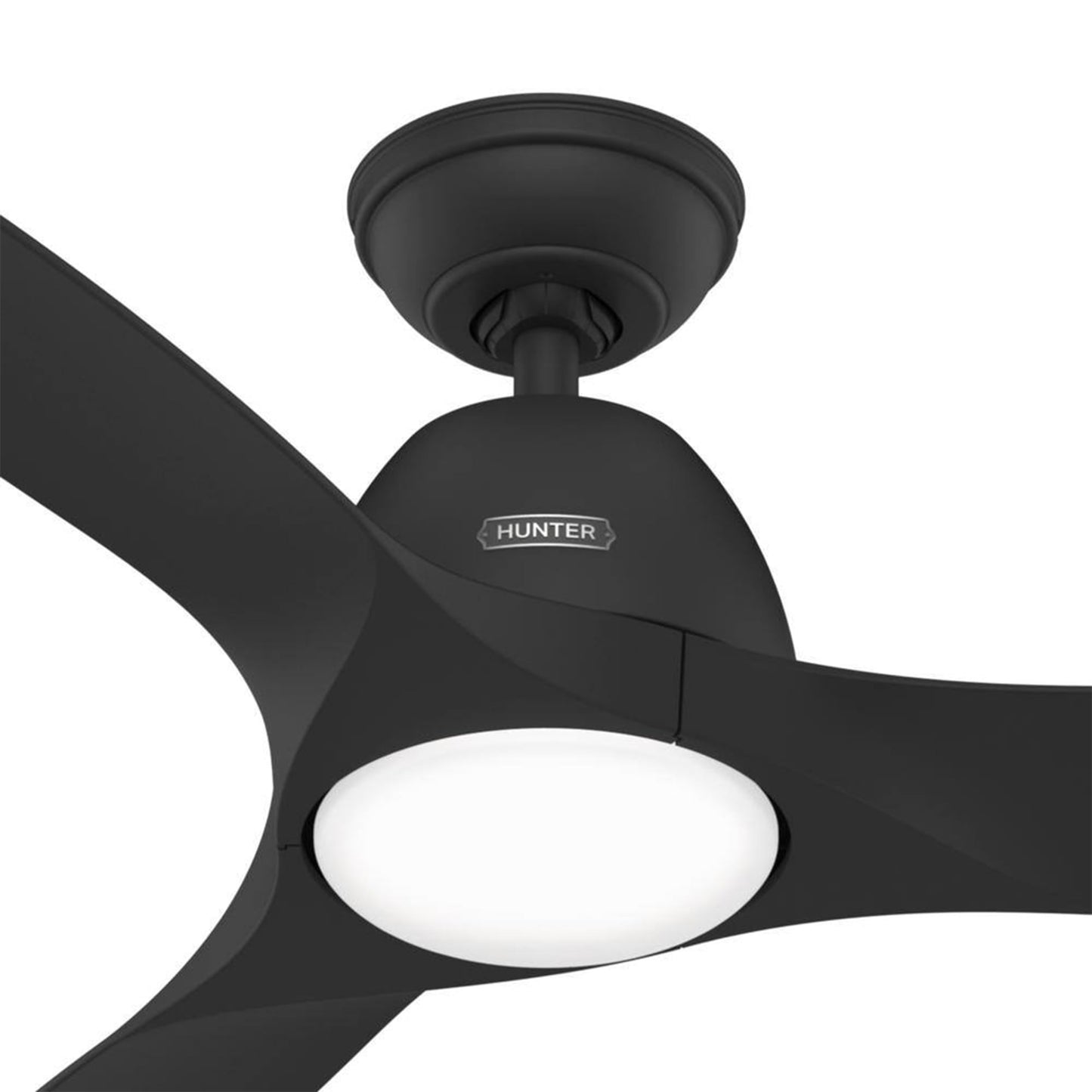 Hunter Fan 52 inch Indoor/Outdoor Matte Black Ceiling Fan with Light and Remote Control for Bedroom, Living Room, Dining Room, Kitchen, Office, Patio