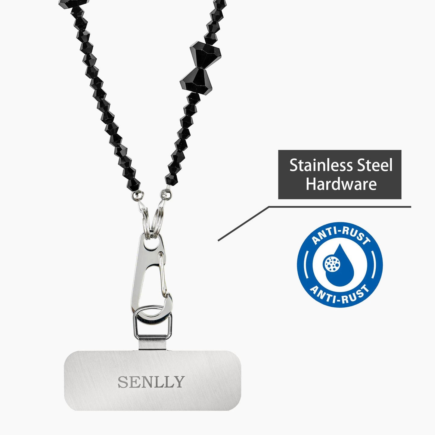 SENLLY Wristlet Phone Lanyard Charm, Selected K9 Crystal Wrist Strap, Use Stainless Steel Hardware, Jewel Gift for Women
