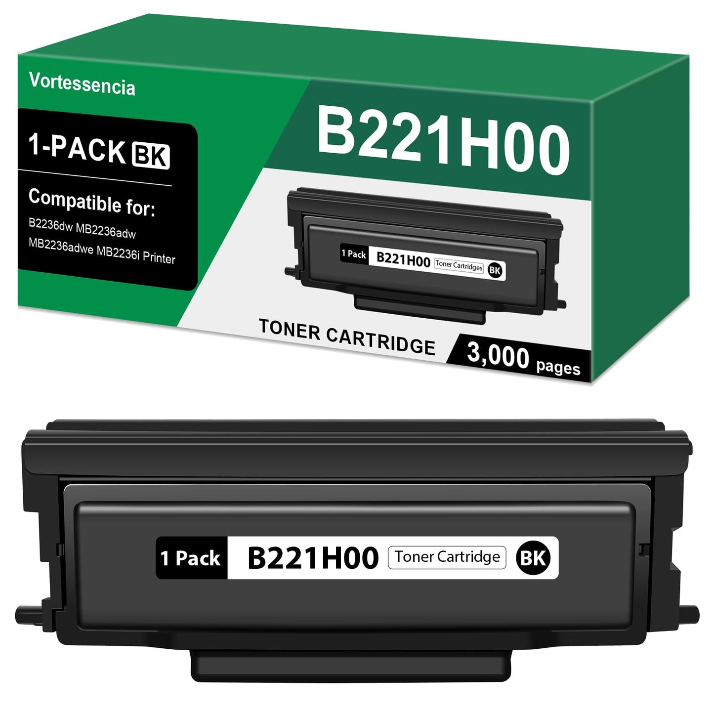 Vortessencia B221H00 Black Toner Cartridge with Chip Compatible for Lexmark B2236dw MB2236adw MB2236adwe MB2236i Series Printers?1-Pack,3,000 Pages?